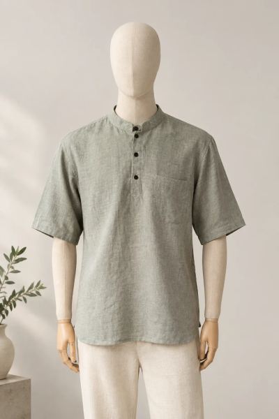 Men's Hemp & Allo Short Sleeve Henley Shirt