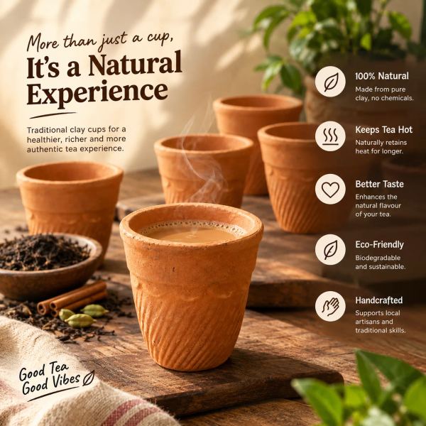 Handmade Terracotta Kulhad Cups (Set of 6)
