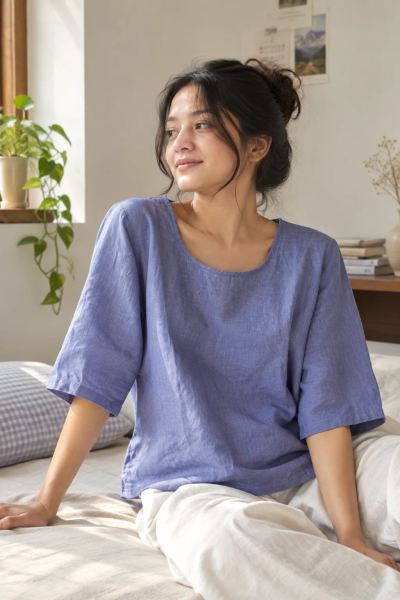 Women's Handwoven Hemp & Allo Scoop Neck Tunic