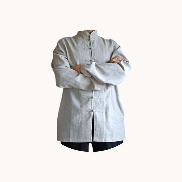 Men's Handwoven Hemp & Allo Mandarin Collar Jacket