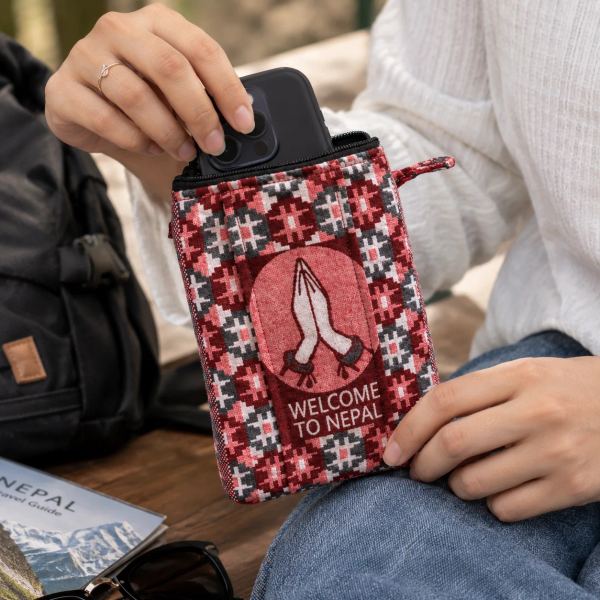 Traditional Nepali Dhaka  | Allo Zippered Pouch