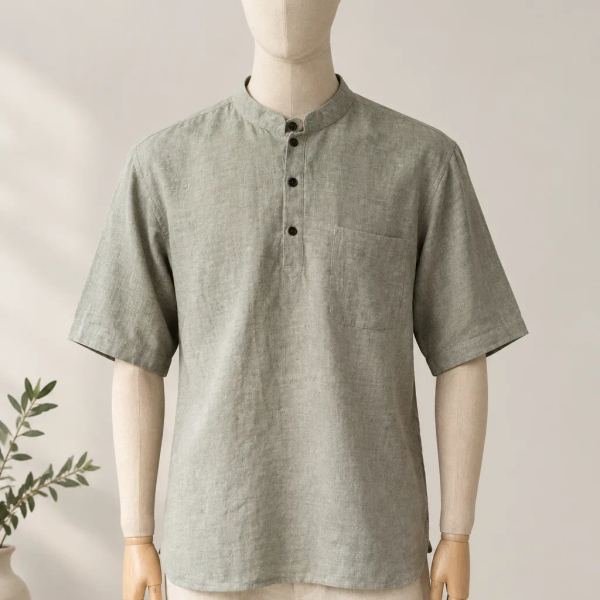 Men's Hemp & Allo Short Sleeve Henley Shirt
