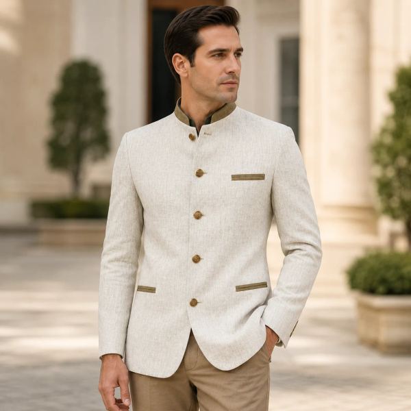 Mandarin Collar Hemp Special Coat